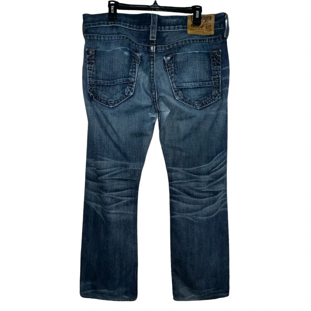 True Religion Men’s Bobby Jeans Size 36 Distressed RN#112790 Baggy Button Fly
